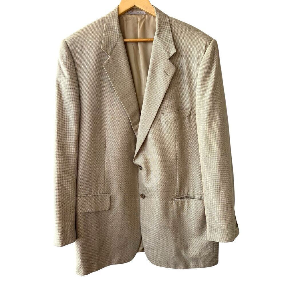 Corneliani Vogue Vintage Blazer Sport Coat Cream Wool Silk Italian Size 56